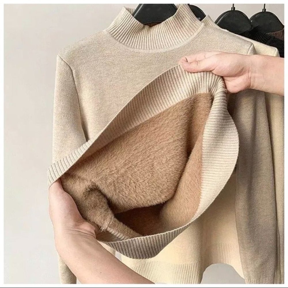 Beige Cashmere Soft Lined Sweater XS